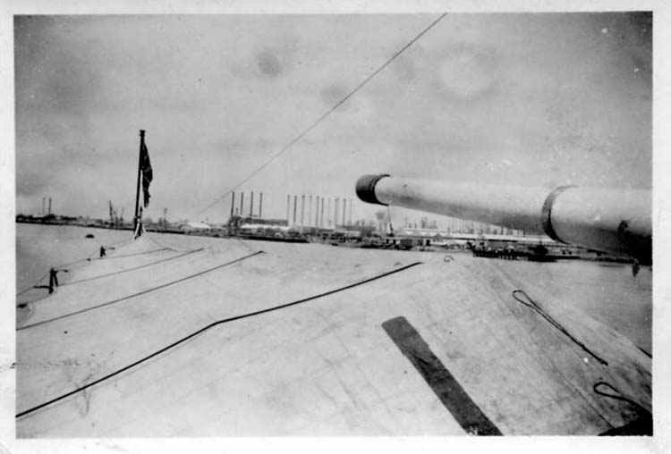 5.25 Guns trained on the oil refinery Abadan aug 1951